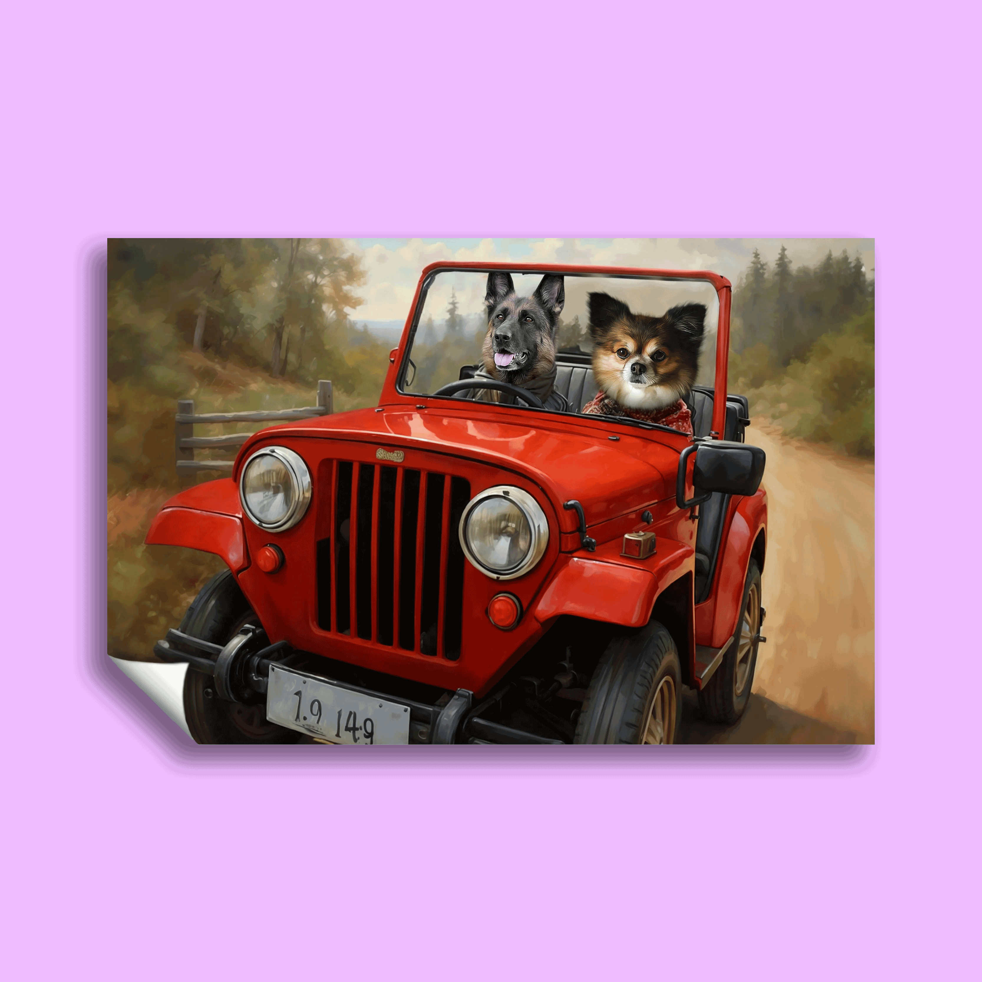 Road Trip Paws – Custom Multi-Pet Adventure Portrait